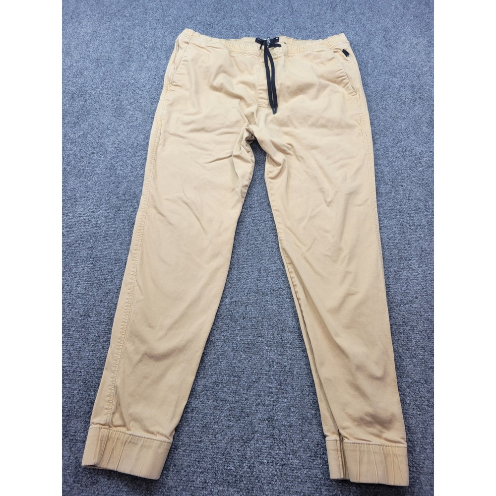 Hollister Skinny Jogger Pants Mens XL Tan Khaki Advanced Stretch Drawstring Cuff